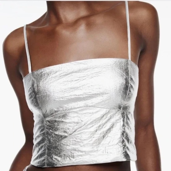 Zara Tops - Zara Silver Metallic Women's Top, New, Small